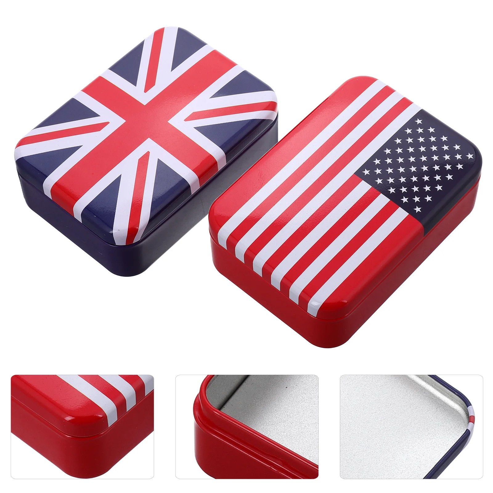 

2Pcs Vintage Independence Day Tinplate Candy Boxes Cookie Chocolate Storage Container Airtight Small Box Cookies Tin