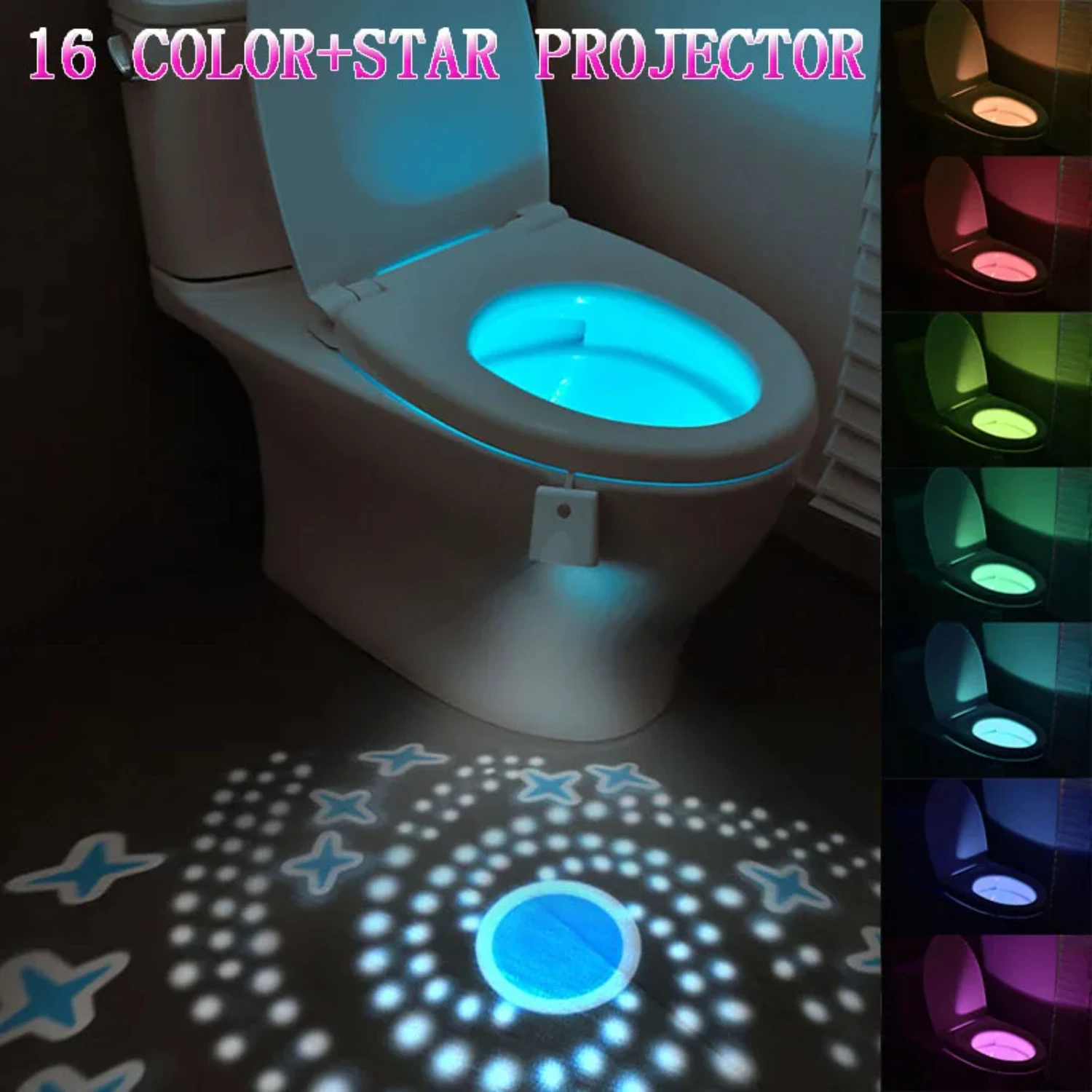 Toilet Light, Toilet Night Lights with Star Projector and Motion Sensor 16 Colors Changing,Toilet Bowl Seat LED Night light Sign
