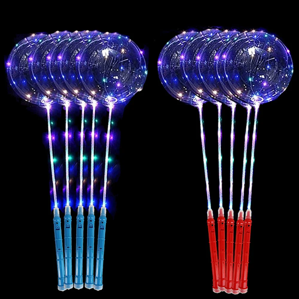 1/10/20/30 pièces 20 pouces Bobo ballons LED lueur dans les ballons foncés avec poignées clignotantes pour anniversaire noël décorations de mariage