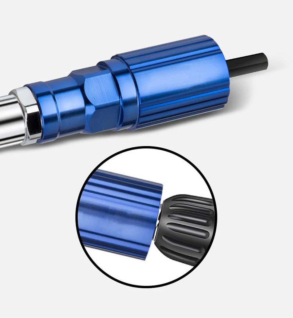 2.4-4.8mm Electric Rivet Gun Adapter Portable Rivet Nut Gun Drill Adapter Plug-in Riveting Tool Wireless Rivet Nail Bit Tools