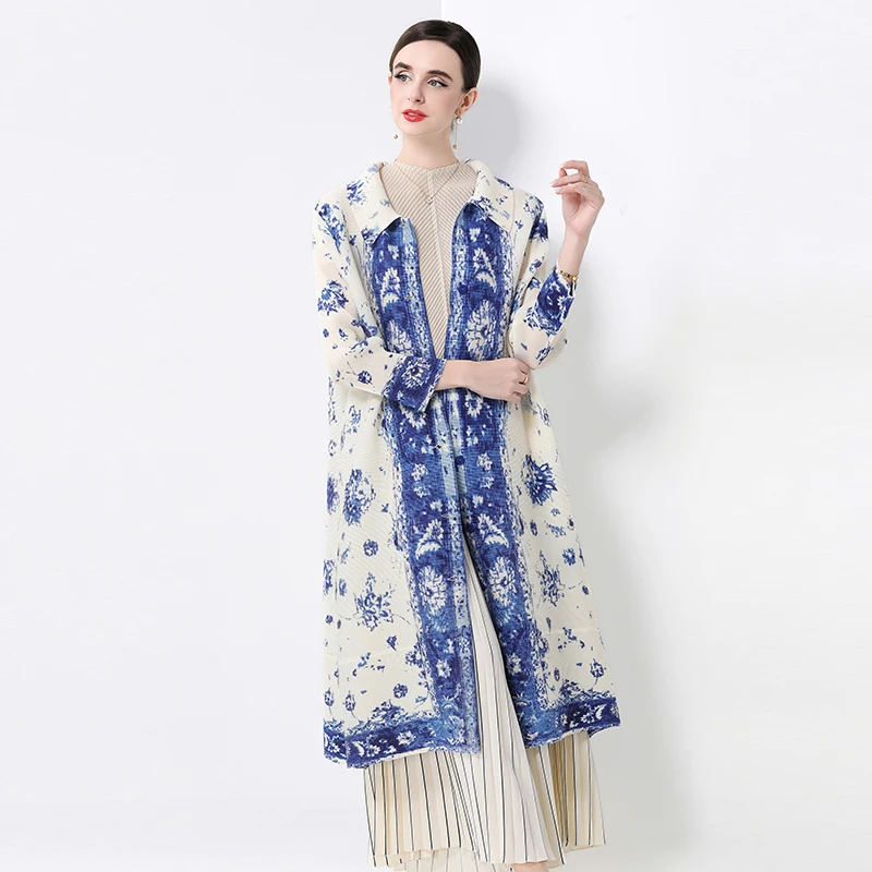 Sukienka damska w stylu Miyake, plisowana, kolekcja jesień 2025 - luksusowa, luźna sukienka koszulowa, elegancki, uniwersalny strój dla mamy, francuska impreza.