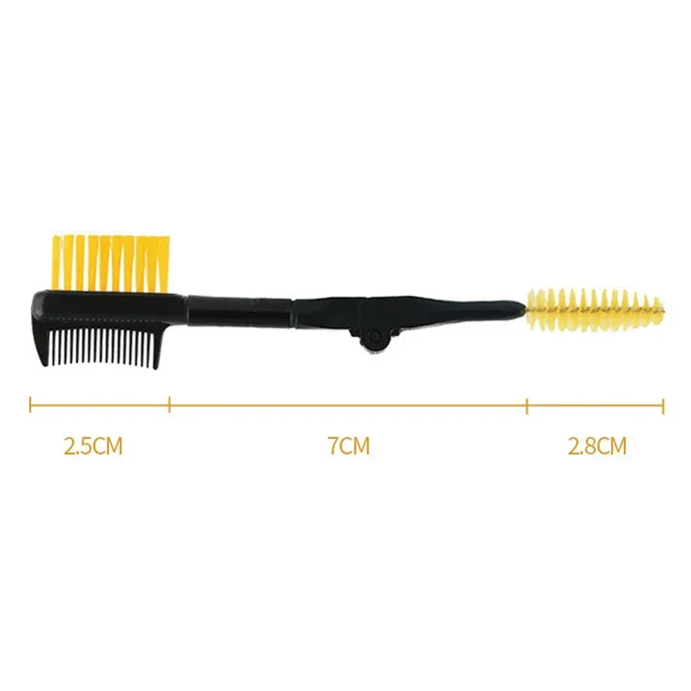 2 in 1 Foldable Double-ended Eyebrow Brush Eyelash Brush Comb with Safe Round Comb Teeth for Eye Makeup Cosmetic Tool