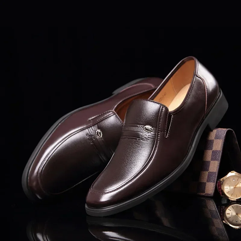 

Men's Formal Shoes Fashion Loafers Casual Moccasins Breathable Slip on Driving Shoes Plus Size 38-44 Classic Leather Dress Shoes