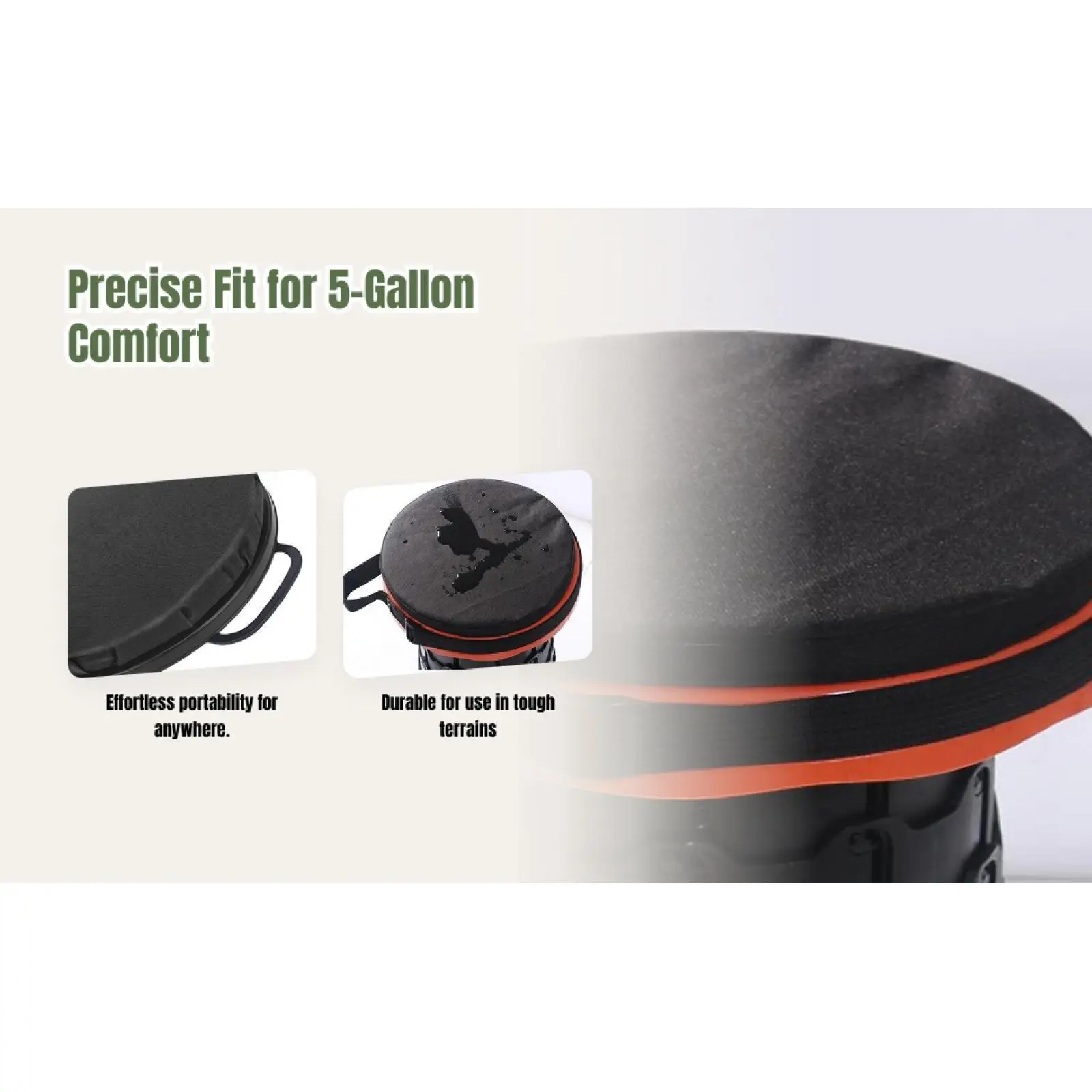 كرسي بمقعد دلو سعة 5 جالون مريح مع غطاء دلو مقاوم للماء #3