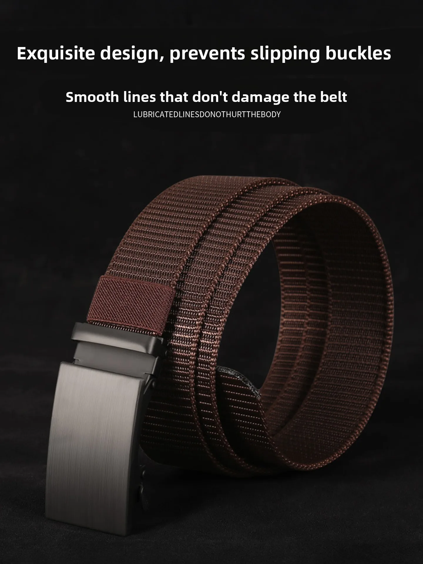Men's Automatic Buckle Leather Belt Smooth Surface No Hole Waist Belt Casual Simple Match All Types Military Training Workwear