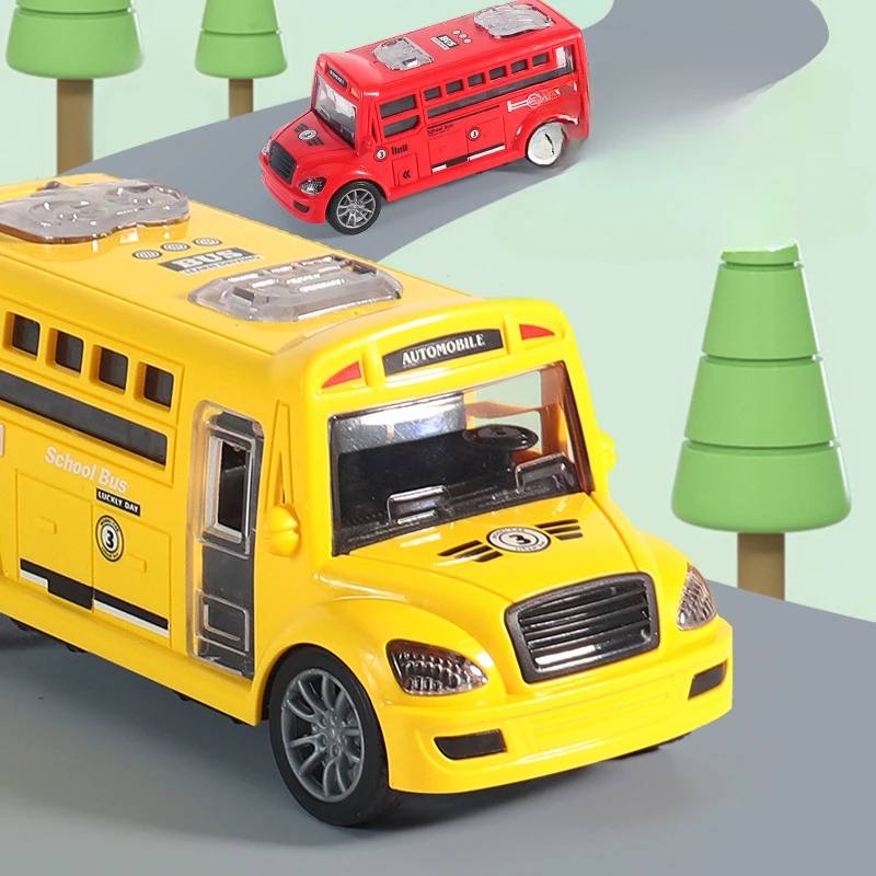 Ônibus Escolar de Inércia Infantil Brinquedos, Modelo de Veículo com Portas Abertas, Carro Educativo Presente, Presente de Aniversário, Várias Cores, Criança