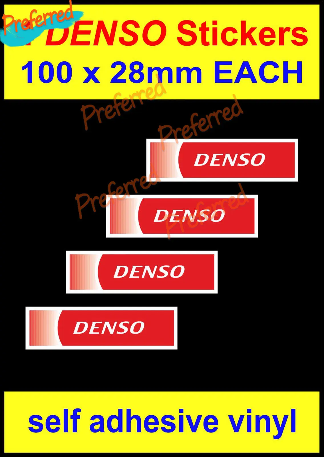 4X Denso Motorcycle Racing Retro Decal Sticker Laminated for Your Home Car Coolers Laptops Racing Helmet Trunk Wall Sticker