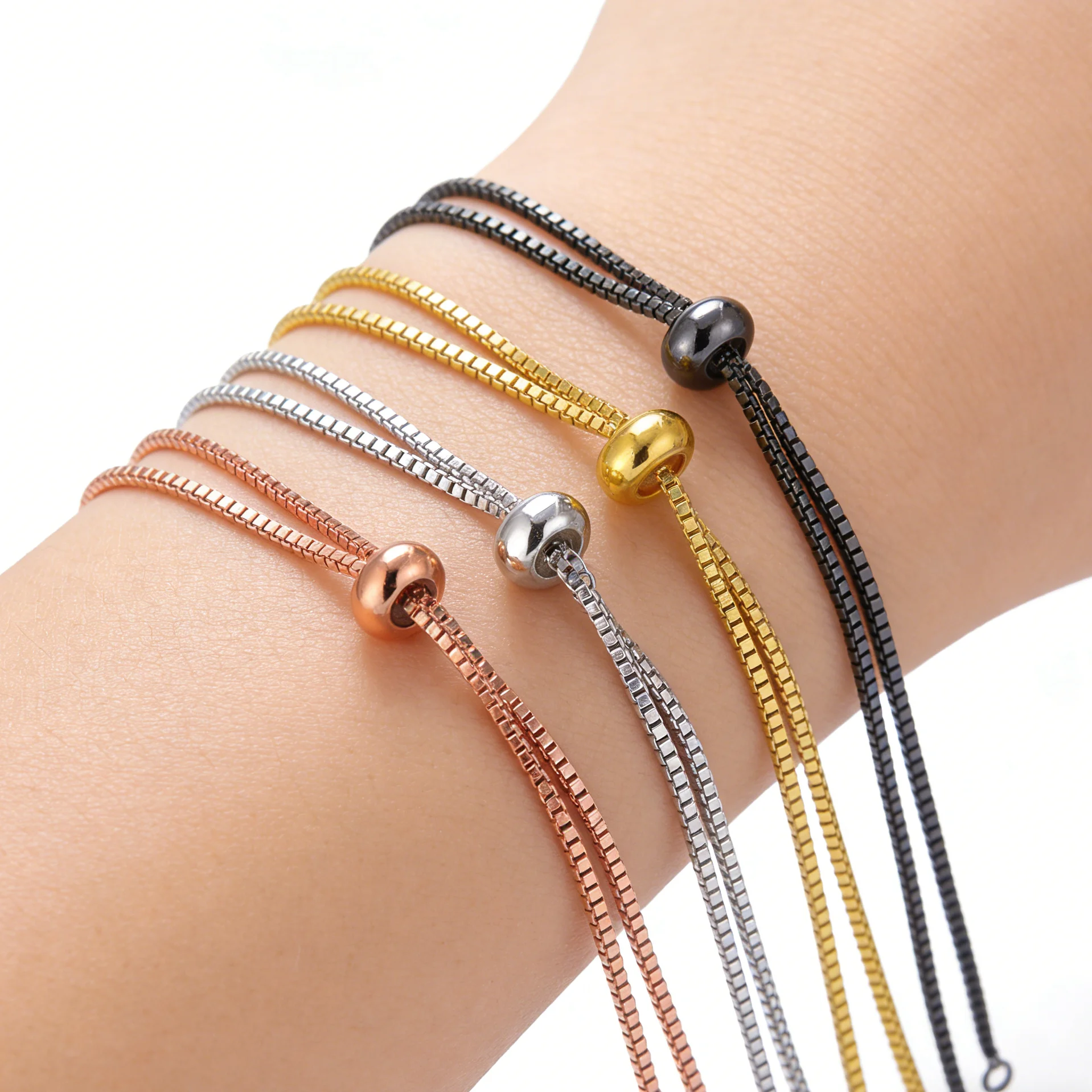 

Adjustable Slide Chain for making bracelets 4 Colors High Quality Copper Metal Chains Jewelry Making Findings Components DIY