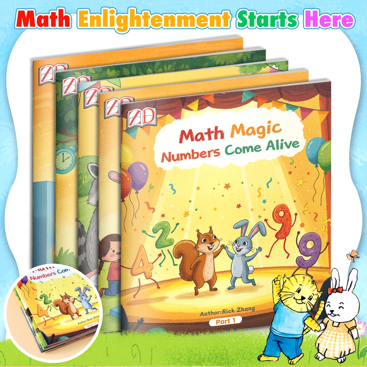 Fun Kids Math Enlightenment Book, Bright Cute Cartoon Pictures, Preschool Early Education Number Learning Activity Book