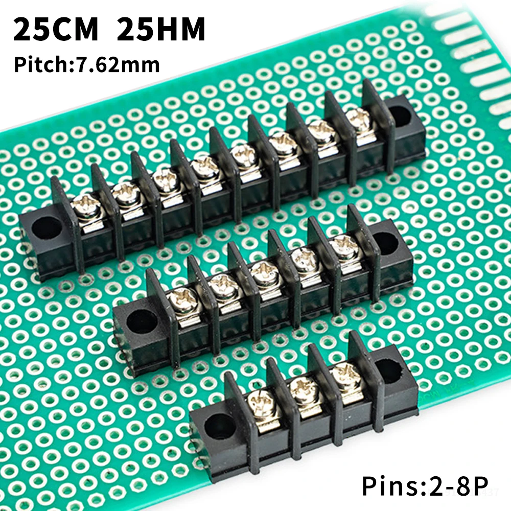 (5 Pcs) KF 25CM 25HM 7.62mm Grid type terminal block  with ear fixing black 2·8P KF25C KF25HM 7.62