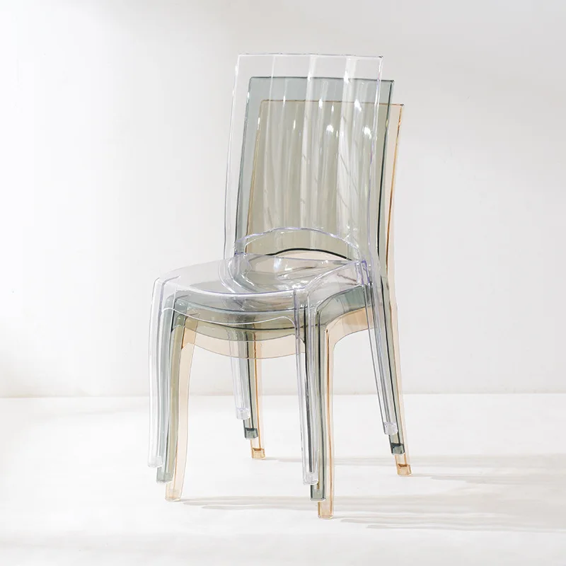 Simple Modern Hotel Lobby Negotiation Area Transparent Resin Backrest Chair Bar Restaurant Acrylic Stool Home