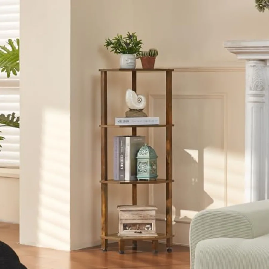 

Угловая полка с прочным основанием на ножках, высотой 0 дюймов, узкий книжный шкаф для небольших помещений, деревянная полка для растений, тонкая книжная полка для гостиной