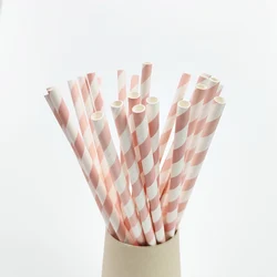25pcs Pink Paper Straws Disposable Tableware Drinking Straw Wedding Birthday Party Supplies Party Decoration Kids