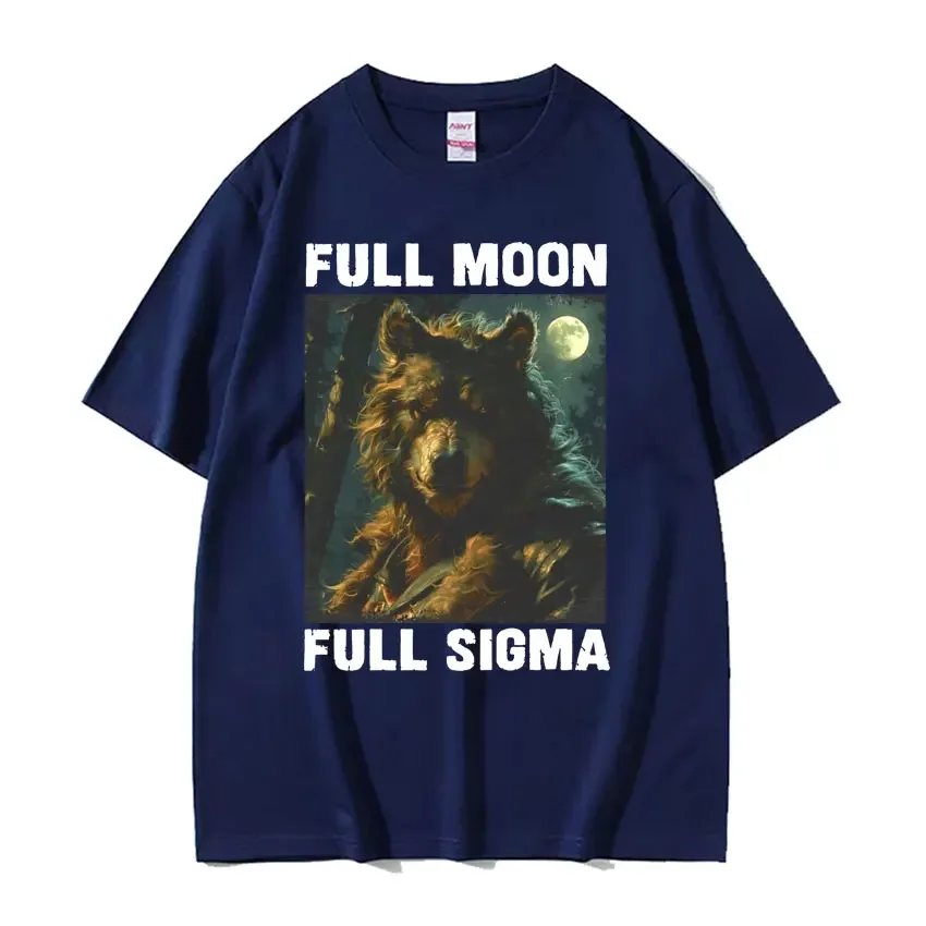 Funny Alpha Male Werewolf Graphic T Shirt Full Moon Full Sigma Meme T-shirts for Men Hip Hop Gothic Oversized T-shirt Streetwear