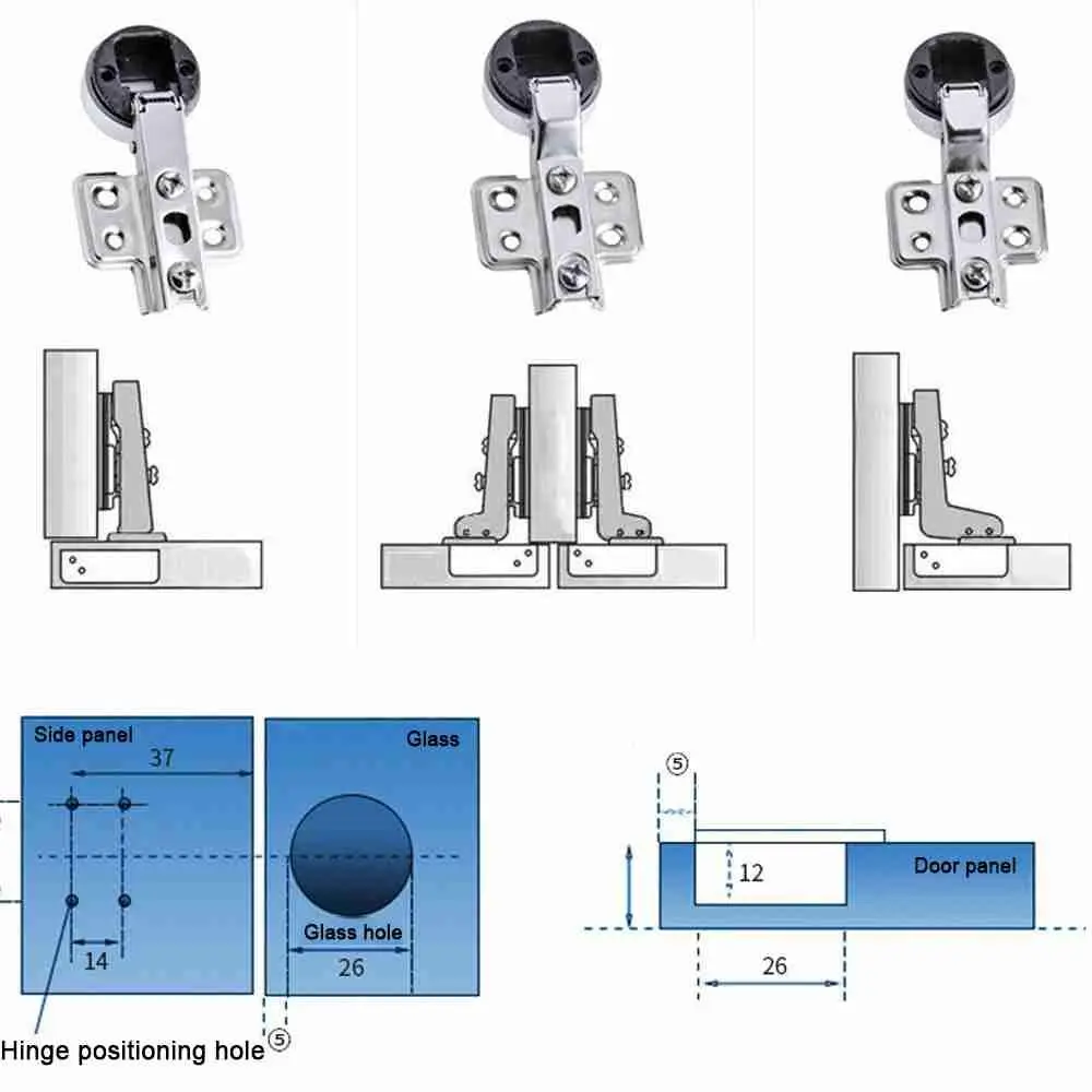 2PCS Useful No Hole Hardware Furniture Supplies Window Accessories Glass Door Hinge Cabinet  Hinge Clip