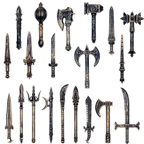 MOC Medeltida Byggstenar Figurer Soldater Tillbehör Vapen Yxor Svärd Treudd Retrostil Mini Klossar Presentmonteringsleksaker 8 best sales Lego medeltida vapen - №4