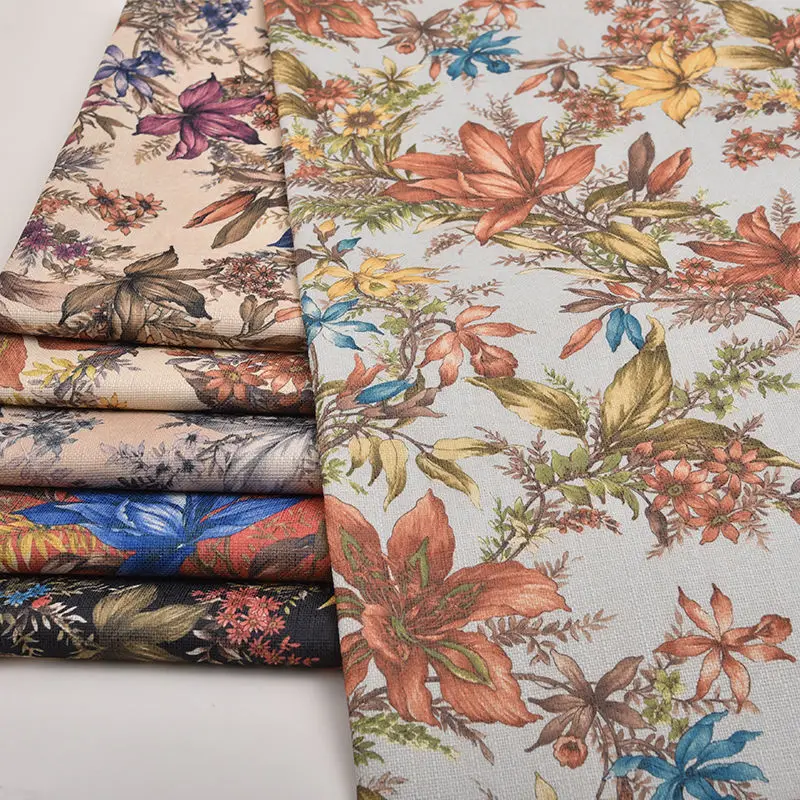 Thick Chinese Style Flower Pattern Fabric Cotton Linen By Meters for Sofacovers Pillowcases Sewing Printed Textile Skin Friendly