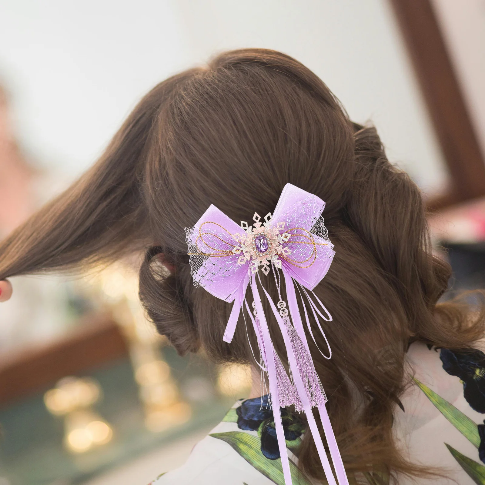 

Children Hair Accessories Bow Fantasy Clip Red Mesh Purple Baby Girls Bowknot Clips for Daily Life Parties Weddings Durable