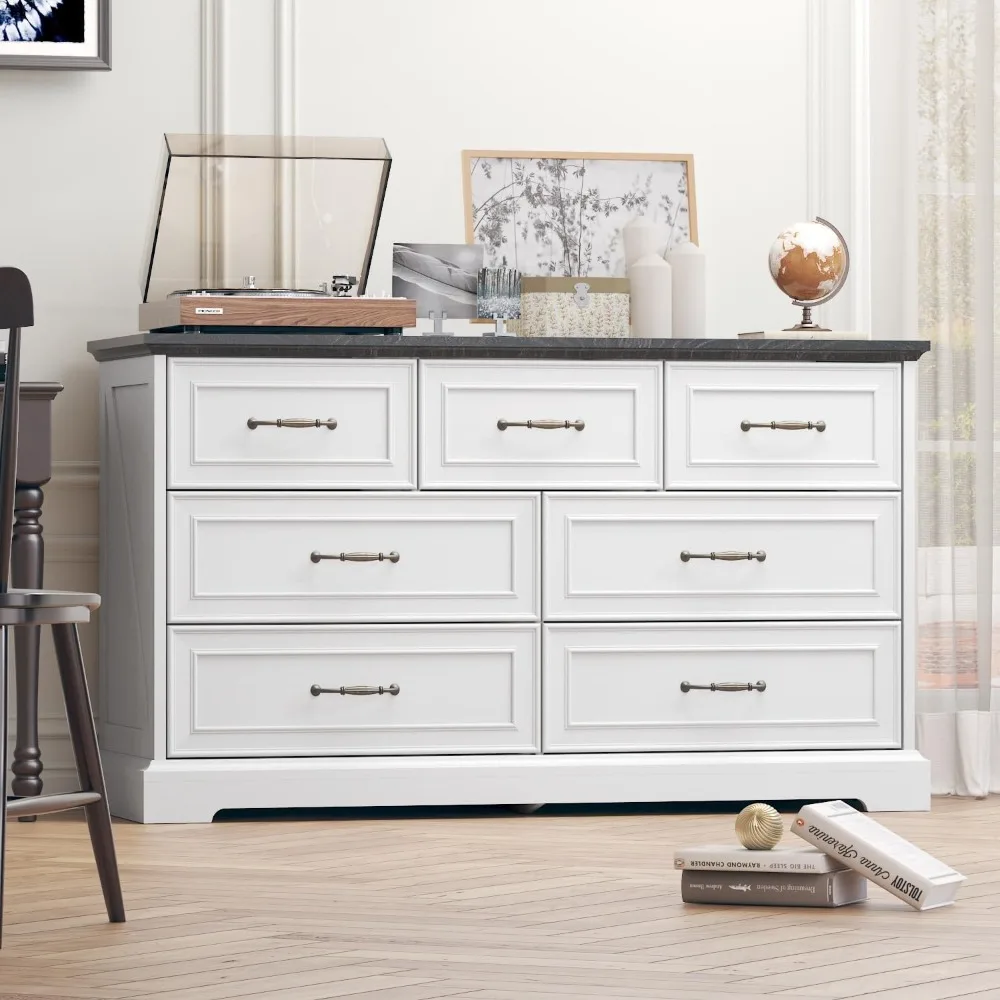 Farmhouse  for Bedroom with 7 Drawer, for Closet,Rustic Wooden Chest of  with Natural Wood Texture