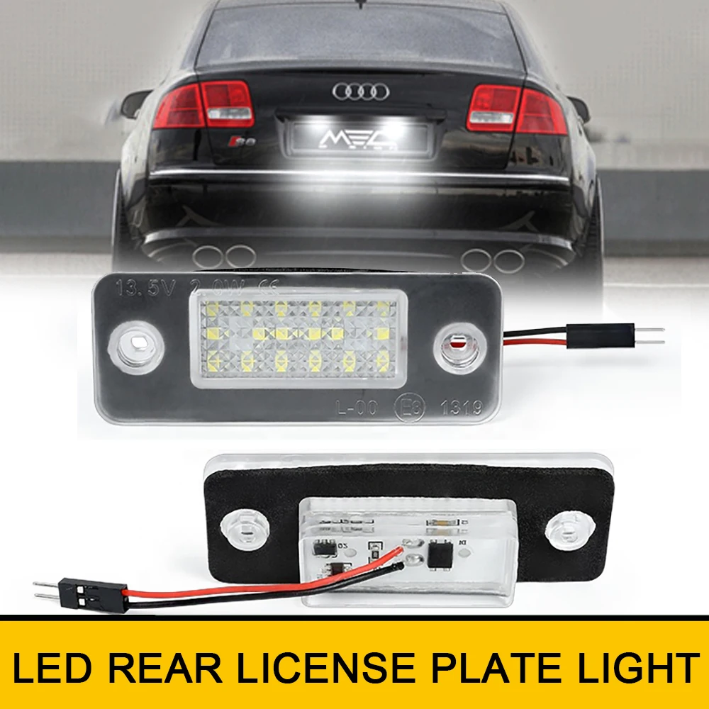 

Canbus White LED Tail Number License Plate Lights For Audi A8 S8 Quattro D3 4E2 4E8 OEM 4E0943021 Car Styling 6000K