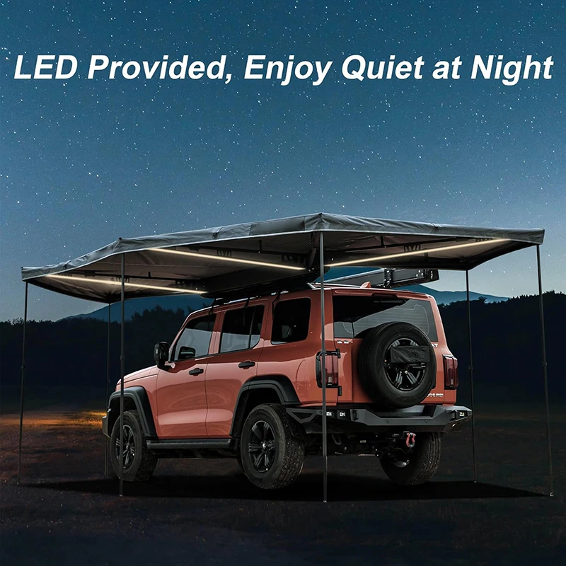 Car Side 270 Degree Awning Outdoor Camping Sunshade Waterproof 4x4 off Road Car Roof Awning for Cars