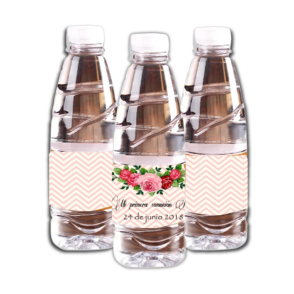 Personalised 30/20 Pcs Rose Wedding Water Bottle Wine Labels Adhesive Candy Bar Wrapper Sticker Birthday Party Wedding Decor