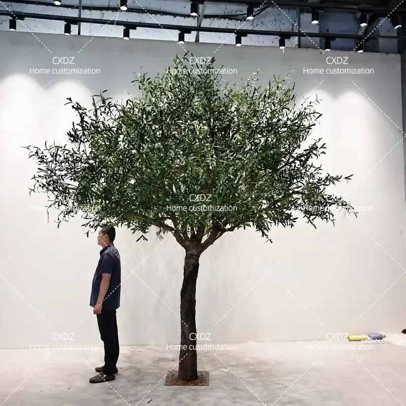 Large Artificial Olive Tree Floor to Ceiling Bionic Green Plant Indoor Outdoor Landscape Decoration Window Scenery Fake Tree