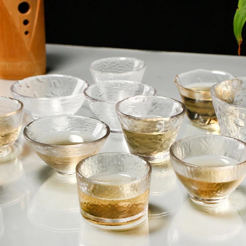 New Glass Cup High Borosilicate High Temperature Resistance Hammer Pattern Home Thickened Gift Tea Set Teaware 1pcs