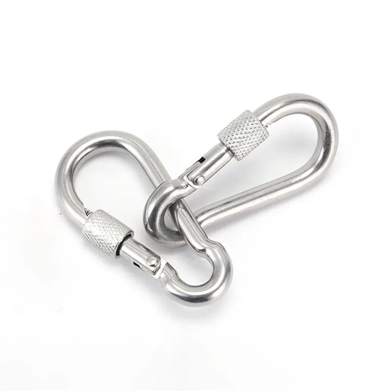 Carabiners Heavy Duty 304 Stainless Steel Thumb Screw Locking Carabiner Spring Snap for Gym Swing Dog Leashes Hammocks Keychain