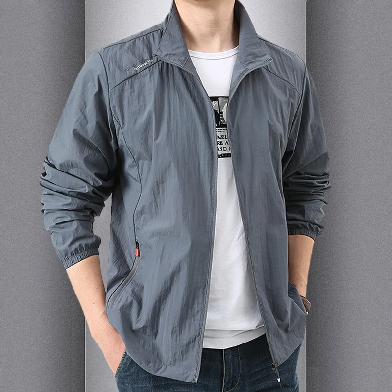 

Summer Ultra-Thin Stand Collar Jacket Outdoor Sports Sun Protection Clothing Breathable Quick-Drying Youth Men's Coat