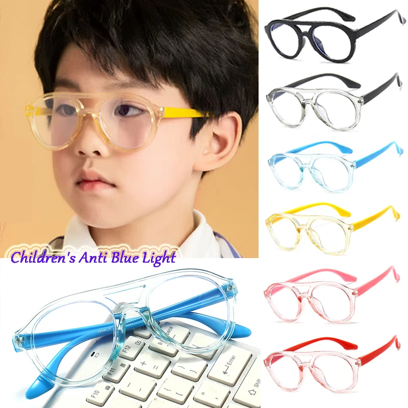 Kids Boy Girl Anti-blue Light Glasses Frame Ultra Light Pilot Protection Eyeglass Children Student Computer Online Study Eyewear