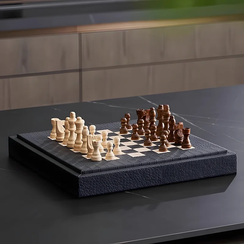 

Supreme Crocodile Skin Chess, Business Gifts, Wooden Chess, German Knight Drawer Chess, Outdoor Camping Board Game, Chess Game