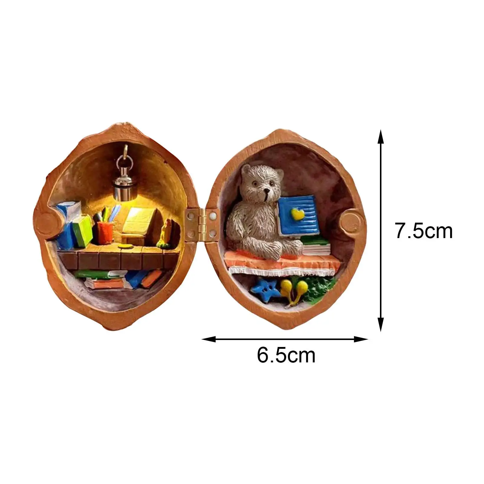 منزل جوز مصغر مصنوع من الراتنج، بيت دمية مزخرف للمكتب و #6