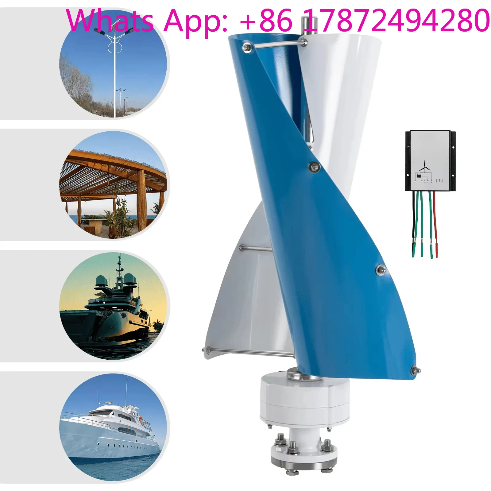 500W Vertical Wind Turbine Generator Kit - Permanent Magnet Rotor, Aluminum Alloy Blades, High Efficiency for Sustainable Energy