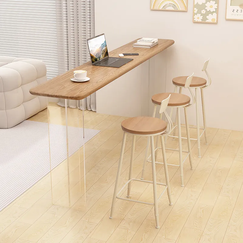 Nordic Acrylic Floating Solid Wood Balcony Bar Table Simple Modern Wall-mounted High Bar Table Home Furniture Плавучий Стол FYFD
