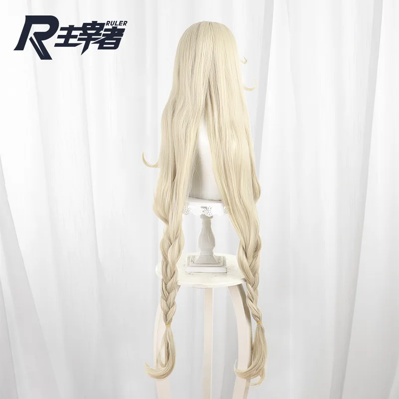 ゲーム原神アリスコスプレウィッグライトブロンドロングヘア耐熱ファイバーヘアハロウィンパーティー女性のためのアクセサリープロップ