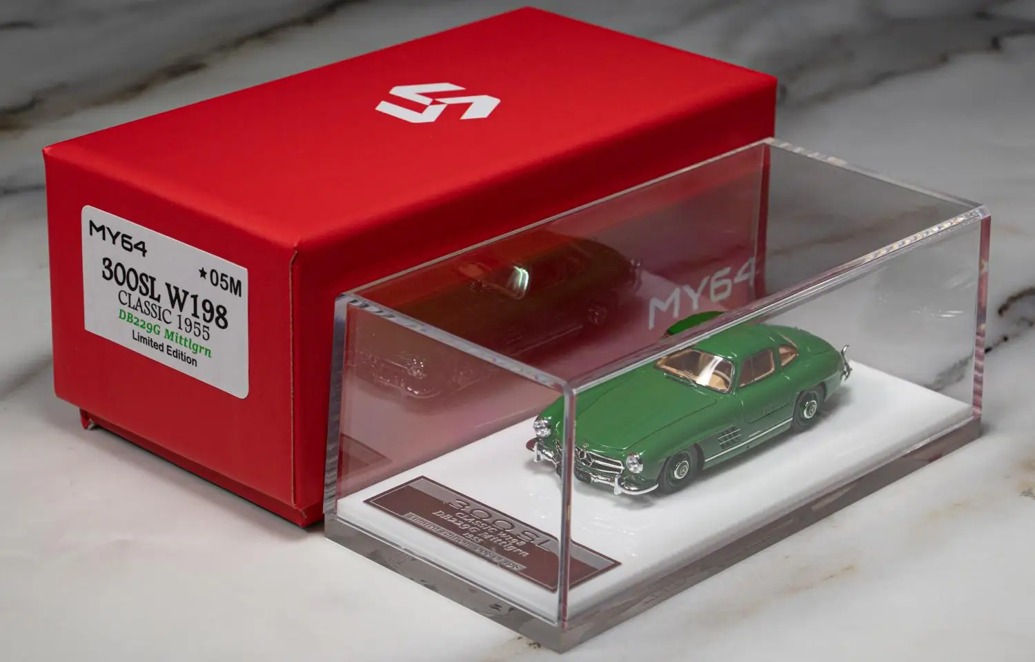 SCM MY64 1:64 300SL W198 Retro green Diecast Model Car