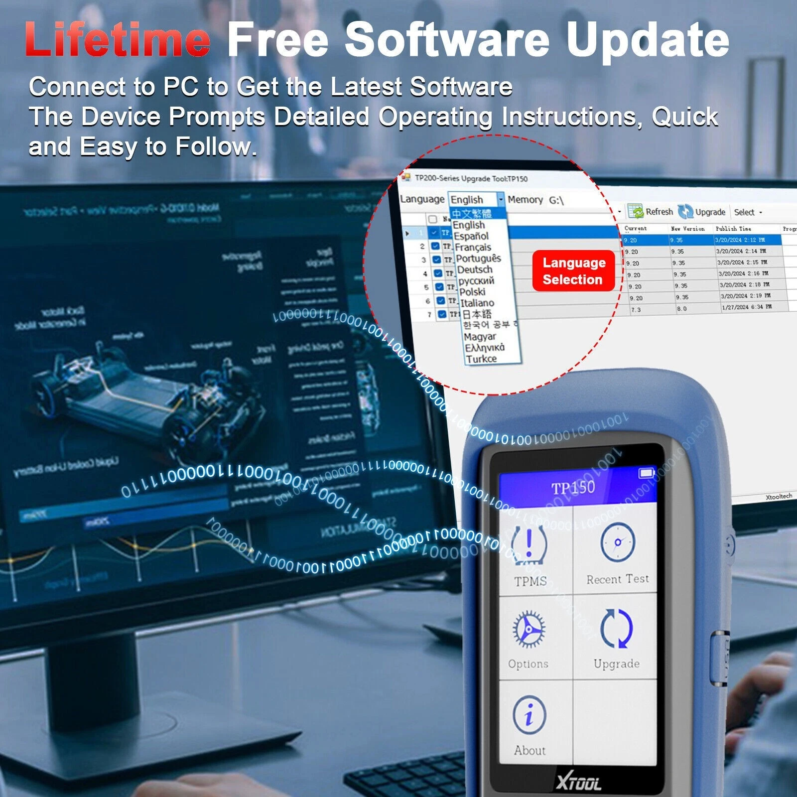 XTOOL TP150 WIFI TPMS Programming Diagnostic Tool work with TS100 TPMS Tire Pressure Sensor Reset Relearn Activate Free Update