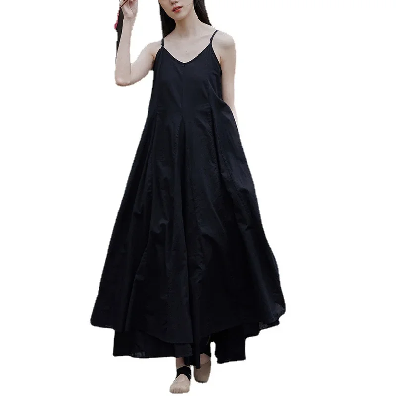 Dark Wind Dress Elegant Silent Recitation Still Willow Leaf Spliced Dress Travel Spray Dyed Dresses Femme