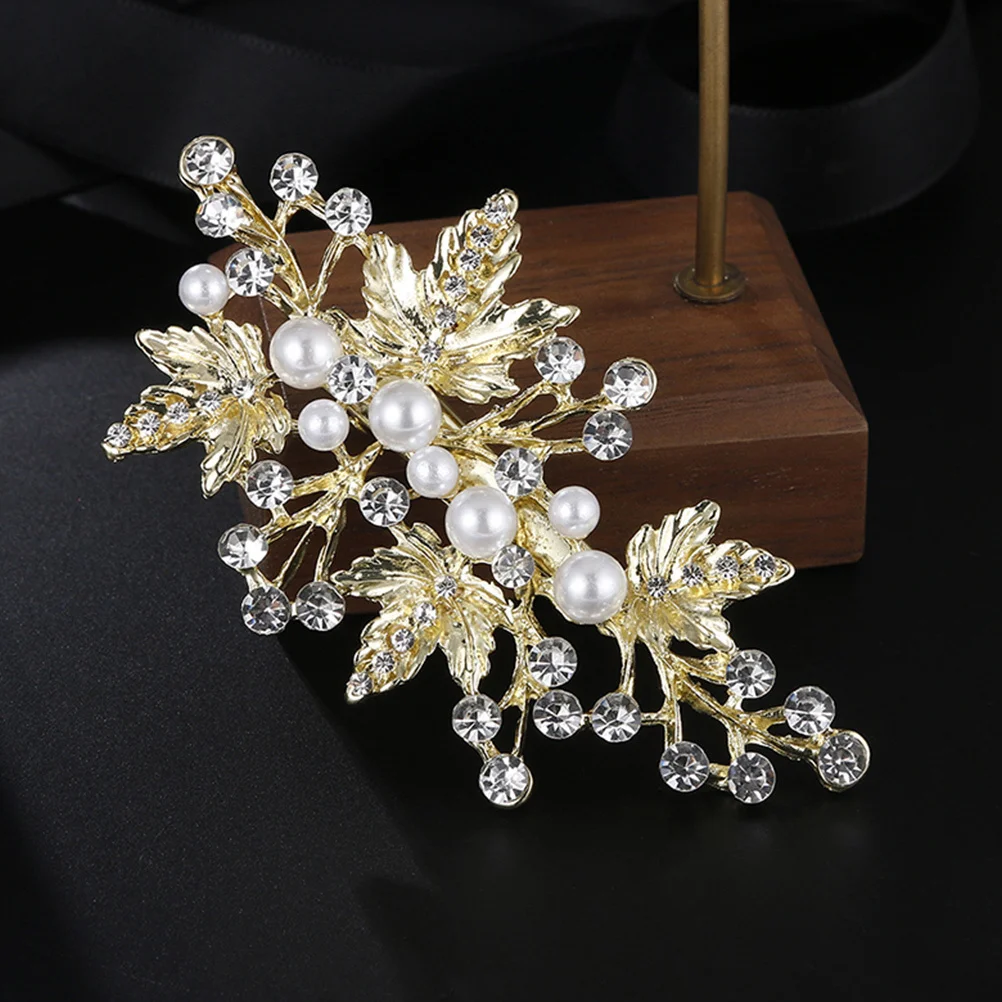 

2pcs Pearl Hair Clips Rhinestone Leaf Design Silver Bridal Hair Accessories For Wedding Party Decorative Barrettes