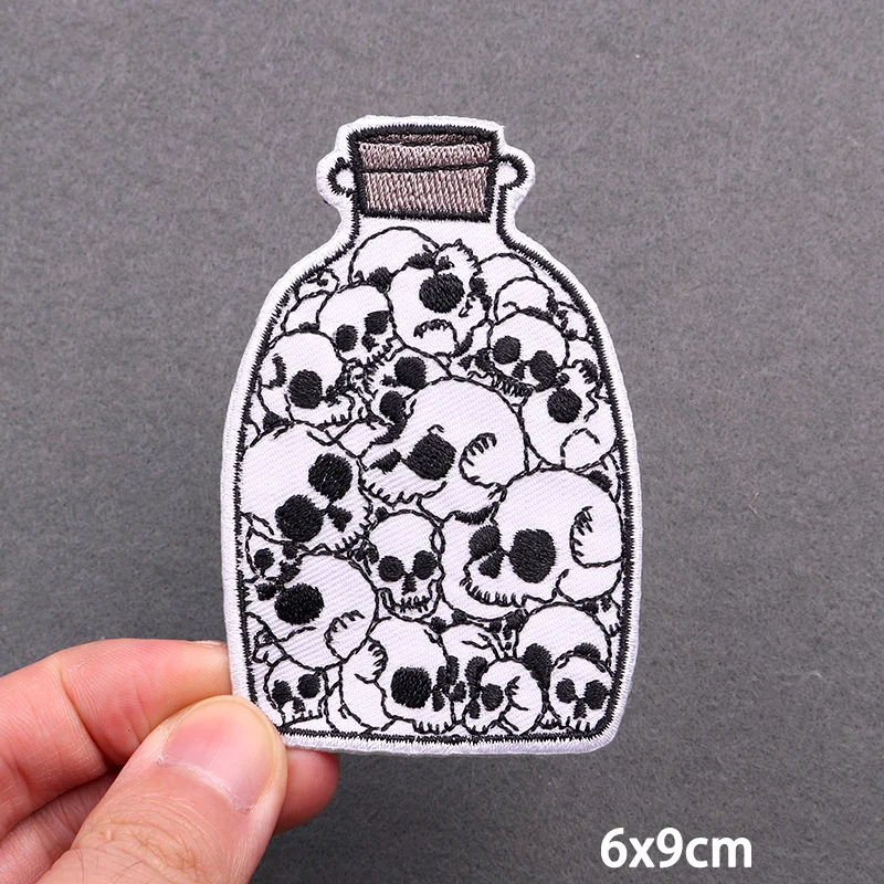 Hip Hop Punk Patch Iron On Embroidery Patches For Clothing Thermoadhesive Patches On Clothes Skull Patch For Clothes Stickers