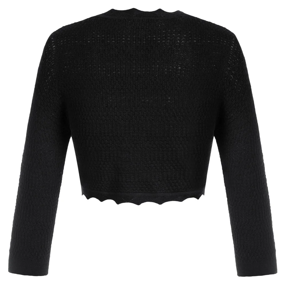 GK Frauen Strukturierte Cropped Strickjacke 3/4 Hülse Krawatte Vorne Strick Zucken Für Kleider Tops Taste Unten Leichte, Weiche Pullover A30