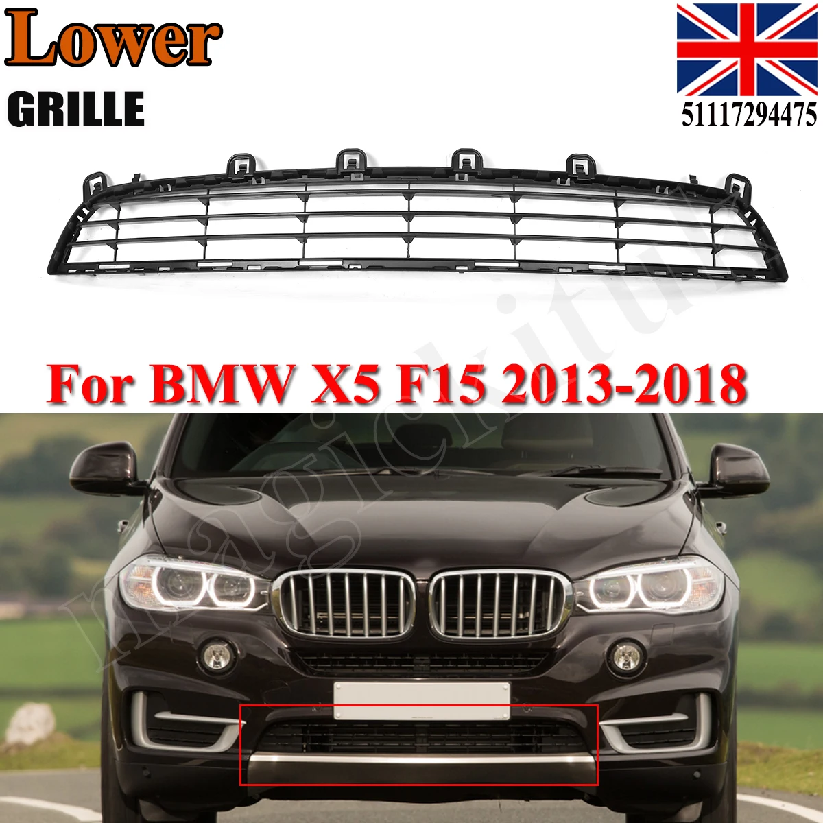 

Front Bumper Center Lower Grille for BMW X5 F15 2014-2018 Drive35i XDrive35d XDrive35i XDrive50i Upper Grille Mesh