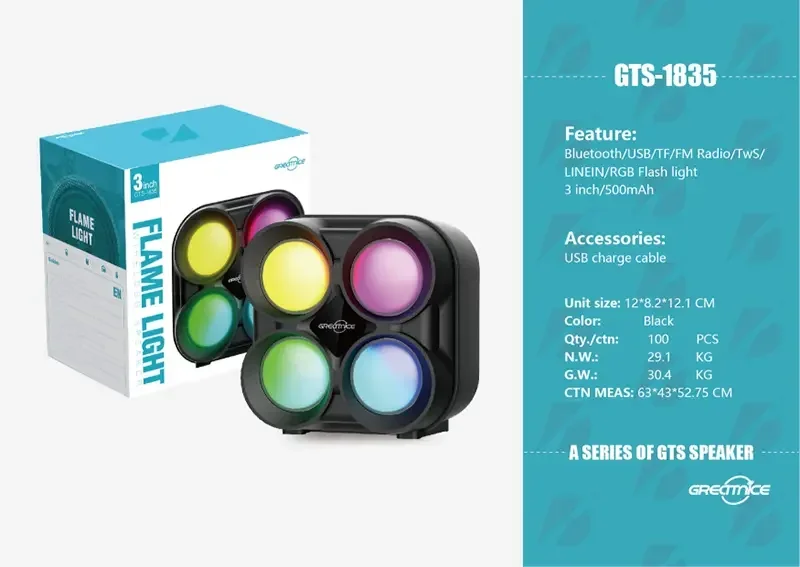 Kts Small Speaker Gts-1835 Newest Product Hot Sale Professional Portable Wireless 3 Inch Speaker Manufacturer Outdoor