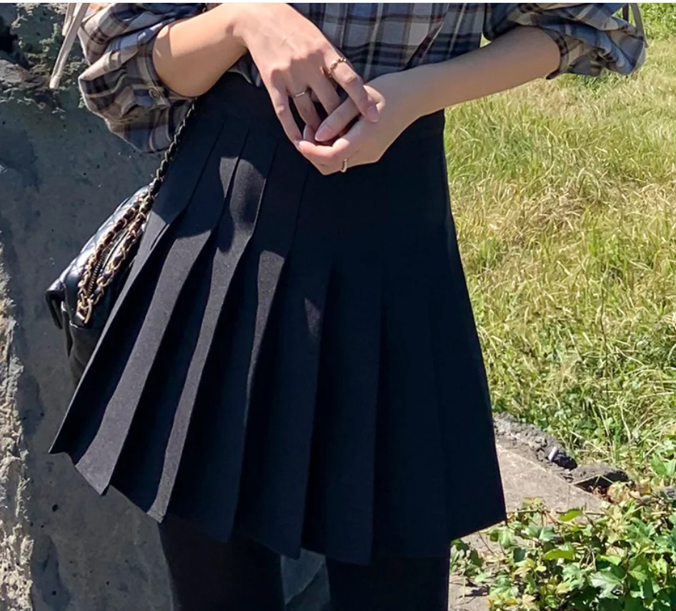 Fashion Slid Color Pleated Skirt Women JK Uniform All-match Folds High Waist A-line Mini Skirts Comfortable Trendy Streetwear