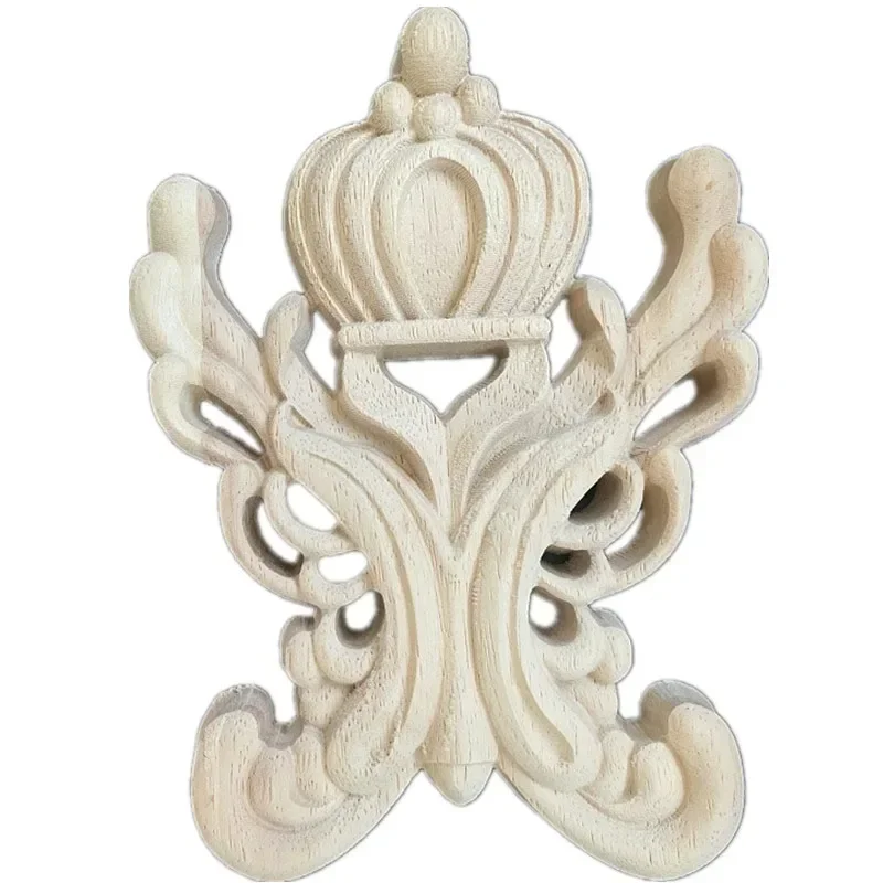1PC Wood Carved Decal Corner Frame Doors Furniture Woodcarving Decorative Wooden Figurines Craft Applique Decoration 12x16cm