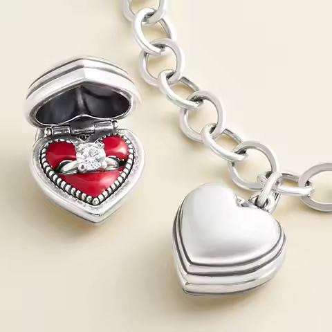 silver Enamel Say I Do Charm Red Enamel Ring Decor Silver Tone Romantic Fashion Jewelry for Women