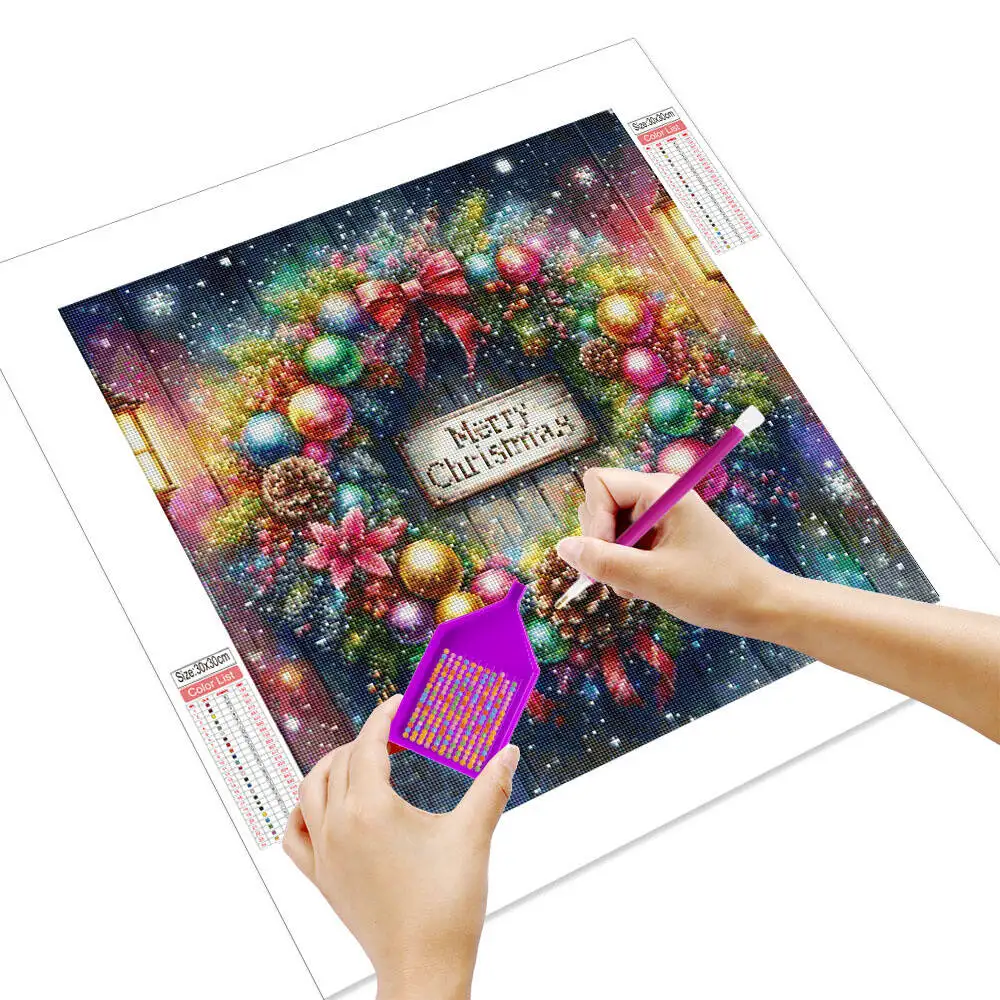 HUACAN 5D Christmas Wreath Diamond Painting New Collection 2025 Home Decor Full Square Round Mosaic Handmade Gift