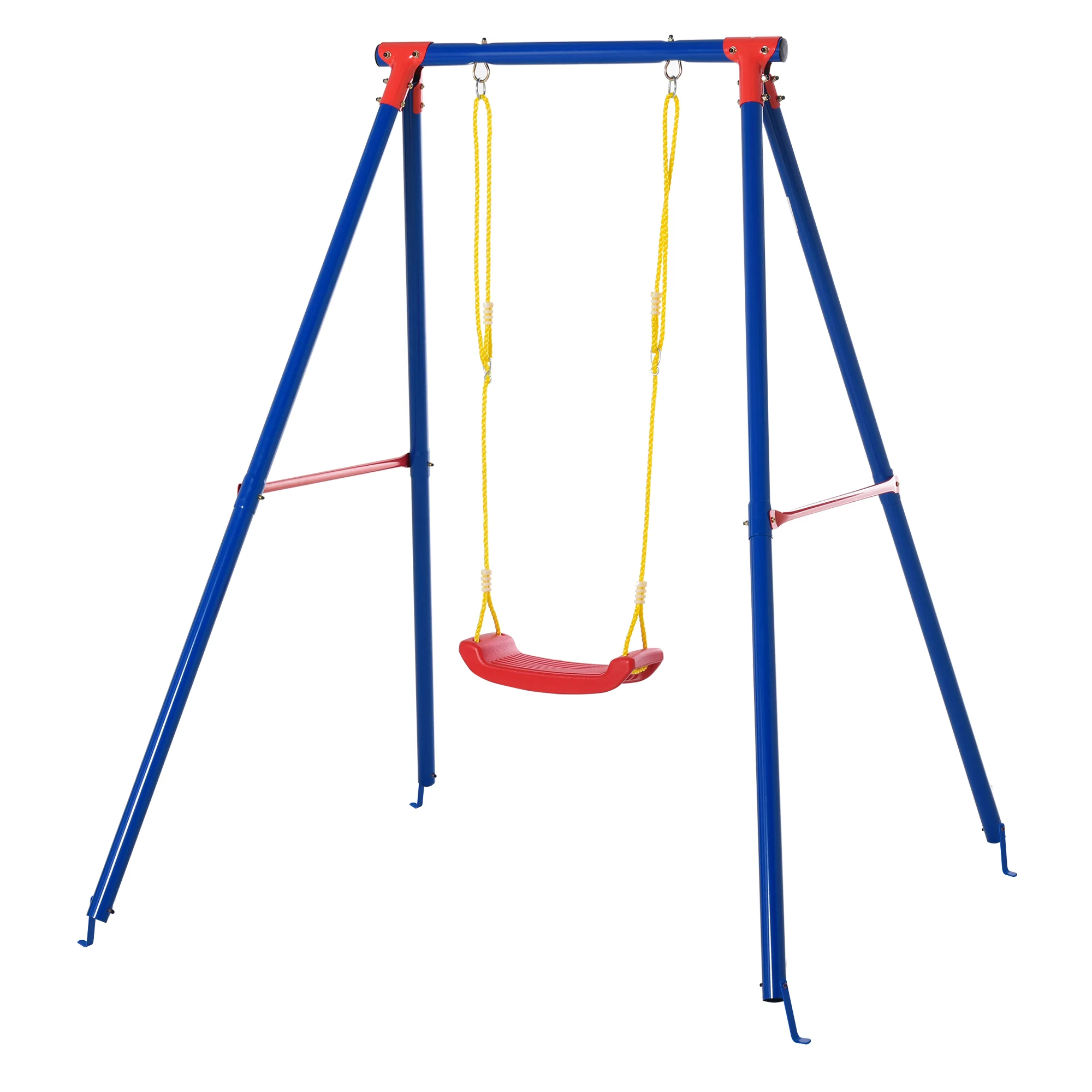 Outsunny Metal swing for kids with stand and Seat adjustable rope 4 outdoor anchors 40kg 155x160x180cm multicolored