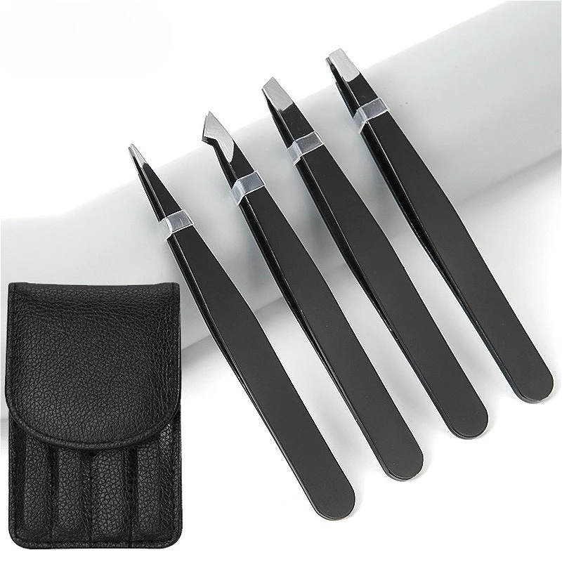 Pinzas para cejas de acero inoxidable, pinzas para depilación facial, pinzas para pestañas, juego de herramientas de maquillaje, 1-4 Uds.